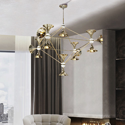 Подвесная лампа - BOTTI DIAMOND - DelightFULL - из позолоченной латуни / уникальный дизайн / проводная