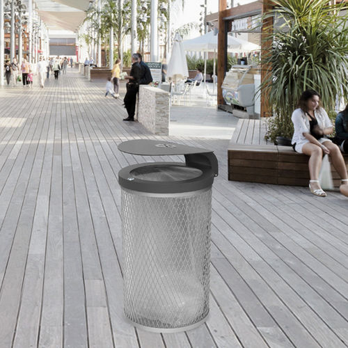Общественный мусорный контейнер - MARSEILLE - CERVIC ENVIRONMENT - из гальванизированной стали / со встроенной пепельницей / с крышкой