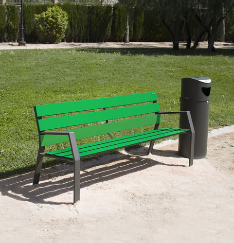 Современная общественная скамейка - ECOTEC BENCH - CERVIC ENVIRONMENT - из дерева / из стали / со спинкой
