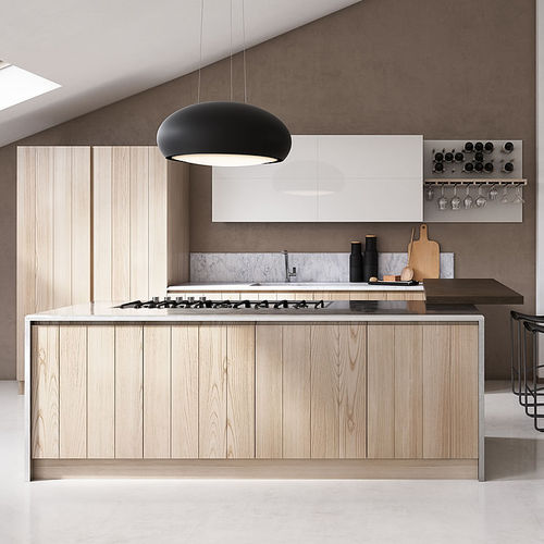 Современная кухня - Dogu - Aurora cucine - из каштана / островного типа / L-образная