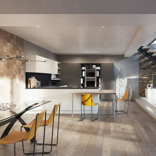 Современная кухня - Essence - Aurora cucine - из дуба / островного типа / скрытая