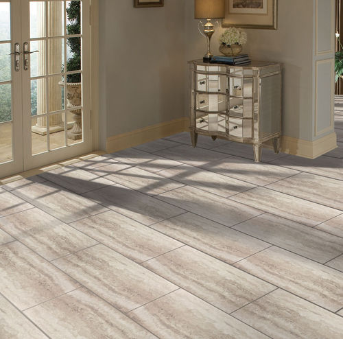 Напольное покрытие из ПВХ - PEEL & STICK : OYSTER TRAVERTINE - Novalis International - для домашнего использования / для сектора услуг / из плит