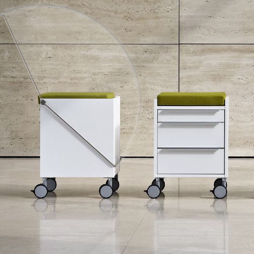 Тумба под письменный стол из металла - VERSA H  - Vario - из дерева / с 3 выдвижными ящиками / на роликах