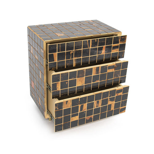 Современный комод - WASTE WASTE - piet hein eek - из дерева / 3 выдвижных ящика / черный