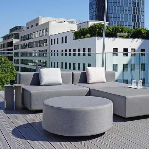 Современная оттоманка - JOJ - april furniture - из ткани / из нержавеющей стали / круглая