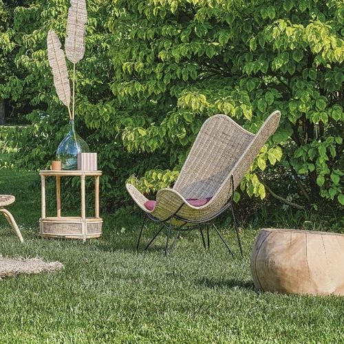 Современное кресло - Remix  - Il Giardino di Legno - из ткани / из ротанга / со съемной подушкой