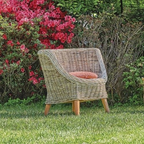 Современное кресло - Tara - Il Giardino di Legno - из ткани / из ротанга / со съемной подушкой