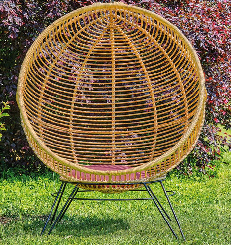 Современное кресло - Alice  - Il Giardino di Legno - из ткани / из ротанга / со съемной подушкой