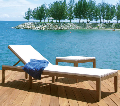 Современный садовый шезлонг - Fiji - Il Giardino di Legno - из ткани / из тикового дерева / регулируемая спинка