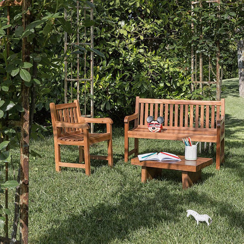 Современная скамейка - Classica Jr.  - Il Giardino di Legno - из тикового дерева / со спинкой / с подлокотниками