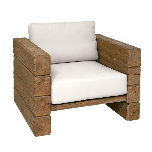 Современное кресло - Stratos - Il Giardino di Legno - из ткани / из тикового дерева / со съемной подушкой