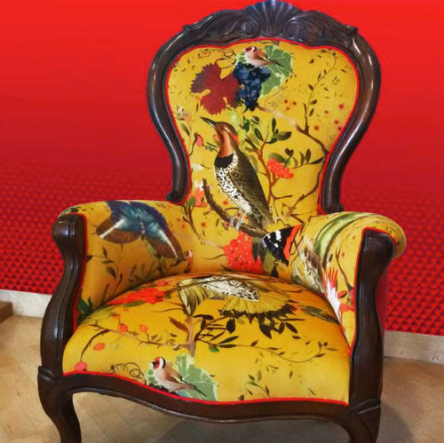 Обивочная ткань - BIRDS - Foresti Home Collection Group srl - природный мотив / с рисунком животных / из полиэстера