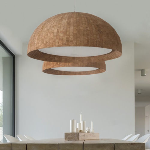 Подвесная лампа - CHAMPAGNE - FLAM ET LUCE LUMINAIRES - из пробкового дерева / современная / беспроводная