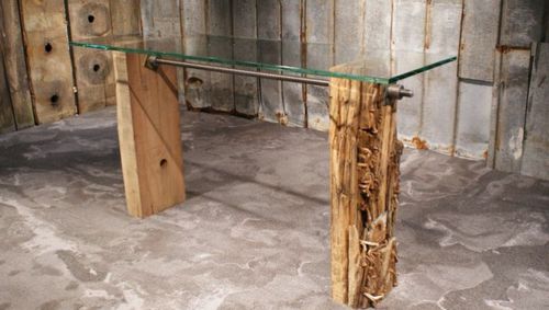 Современный стол-консоль - UNIKA - THORS DESIGN - из дерева / из стекла / прямоугольный