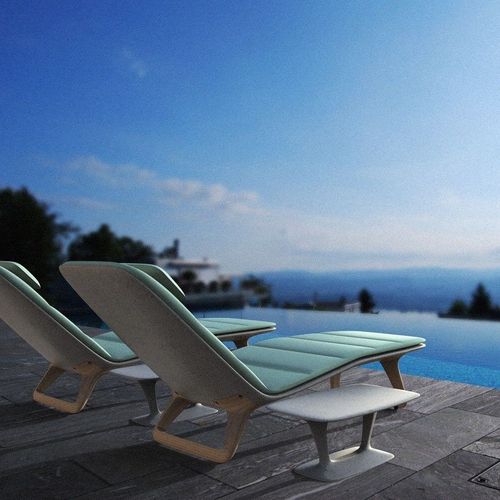 Современный садовый шезлонг - LOUNGER MINT - Stayconcrete - из ткани / из бетона / из дерева