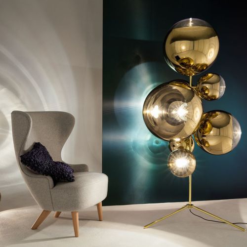 Напольная лампа - MIRROR BALL : MBBSC01G-FEUM1 - Tom Dixon - из стали / из поликарбоната / уникальный дизайн