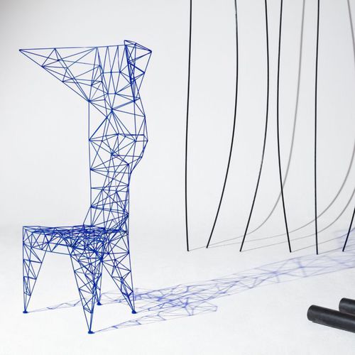 Cтул уникальный дизайн - PYLON : PYC01-BLU - Tom Dixon - для интерьера / из металла / с высокой спинкой