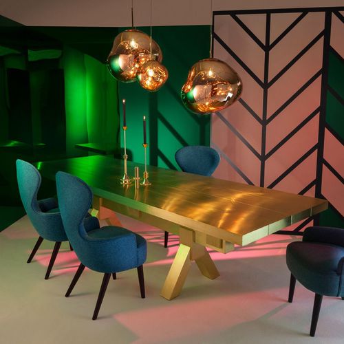 Современный обеденный стол - MASS - Tom Dixon - из лакированной древесины / из металла / прямоугольный