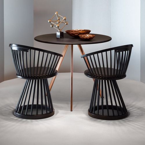Современный cтул для столовых - FAN : FAD01BL/FAD02NA - Tom Dixon - для интерьера / из кожи / из дерева