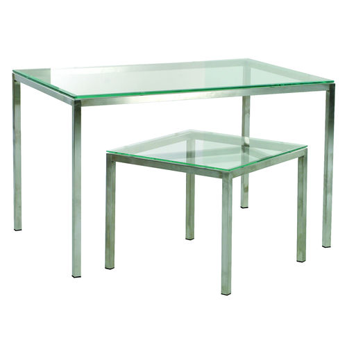 Современный обеденный стол - AMMON  - KODRETA furniture, s.r.o. - из дерева / из стекла / с основанием из нержавеющей стали