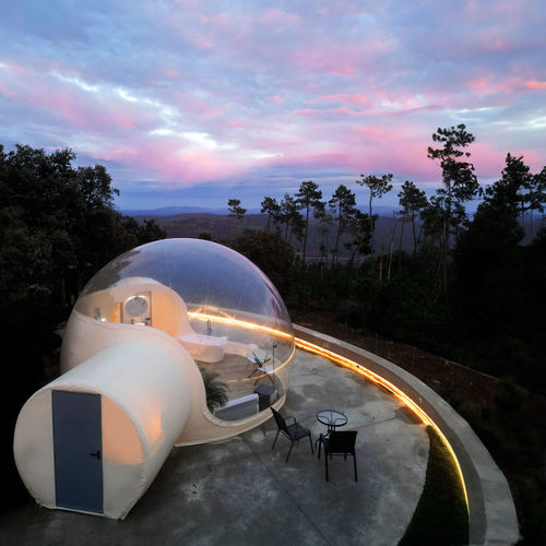 Круглая купольная палатка - BUBBLE - Tecnodimension Hinchable S.L. - из ПВХ / прозрачная / надувная