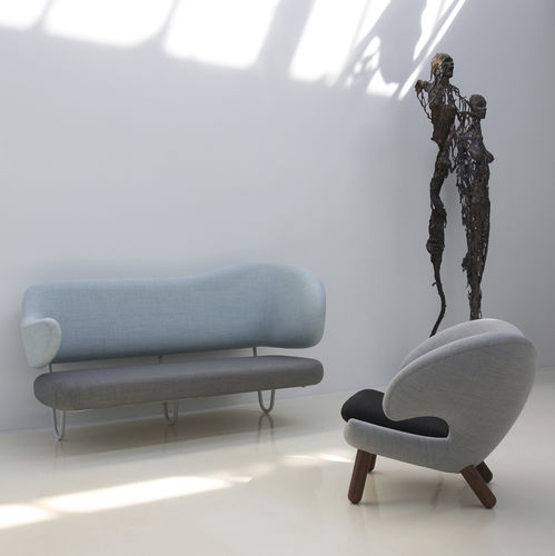 Диван скандинавский дизайн - WALL - House of Finn Juhl – Onecollection - из ткани / многоцветный / с основанием из лакированной стали