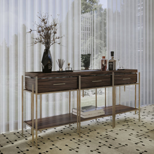 Современный стол-консоль - CASSIS - BRABBU DESIGN FORCES - из фанерованной древесины / из палисандра / с основанием из матированной латуни