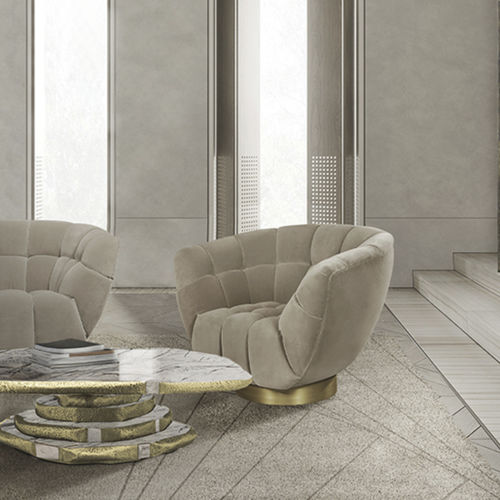 Современное кресло - ESSEX - BRABBU DESIGN FORCES - из бархата / коричневое / бежевое