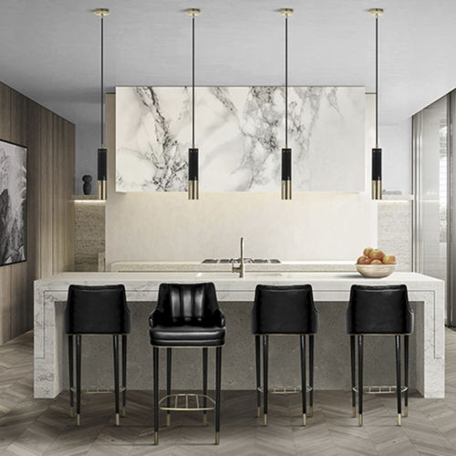 Современный барный стул - PLUM COUNTER - BRABBU DESIGN FORCES - для интерьера / из кожи / с основанием из лакированной древесины