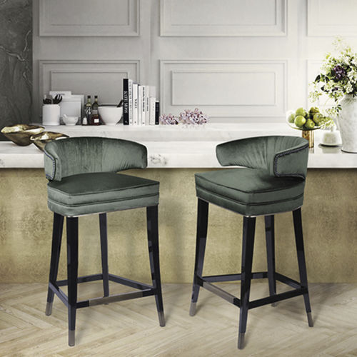 Классический барный стул - IBIS COUNTER - BRABBU DESIGN FORCES - для интерьера / из бархата / с основанием из ясеня