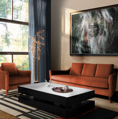 Современный журнальный столик - SHINTO - BRABBU DESIGN FORCES - из фанерованной древесины / из ясеня / с основанием из блестящей лакированной древесины