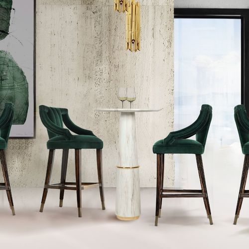 Современный высокий стол для еды стоя - AGRA - BRABBU DESIGN FORCES - из мрамора / с основанием из шлифованной латуни / с основанием из мрамора
