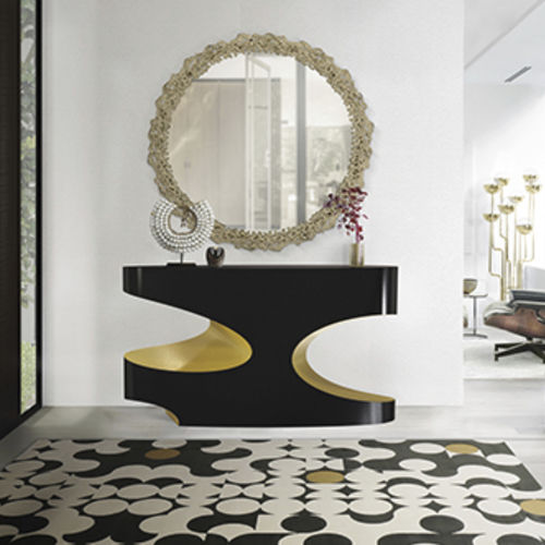 Современный стол-консоль - BRYCE I  - BRABBU DESIGN FORCES - из блестящей лакированной древесины / из позолоченного дерева с золотым листом / для бытового использования