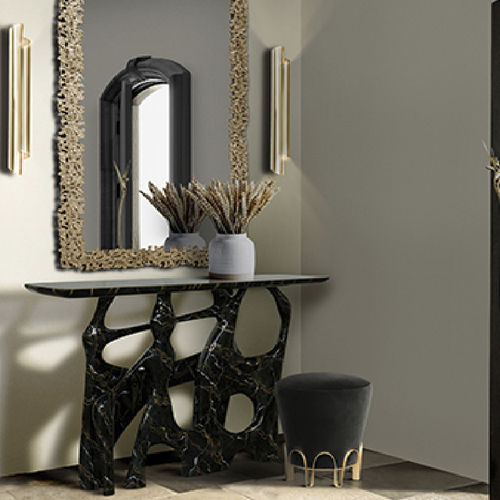 Современный стол-консоль - BASTEI - BRABBU DESIGN FORCES - из мрамора / с основанием из мрамора / прямоугольный