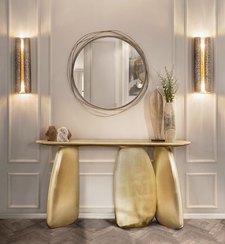 Современный стол-консоль - ARDARA - BRABBU DESIGN FORCES - из блестящей полированной древесины / из позолоченного дерева с золотым листом / с основанием из полированной древесины