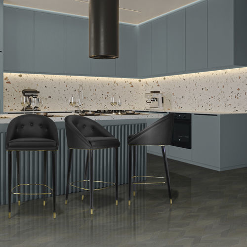 Современный барный стул - MALAY COUNTER - BRABBU DESIGN FORCES - для интерьера / из искусственной кожи / с основанием из лакированной древесины