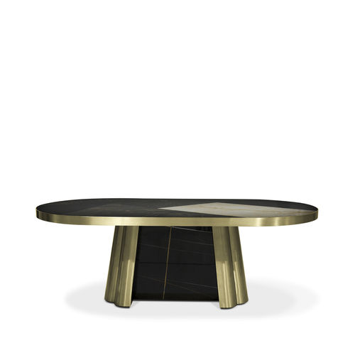Современный обеденный стол - DECODIVA BLACK & GOLD GRANITE - KOKET Love Happens - из латуни / из мрамора / с основанием из латуни