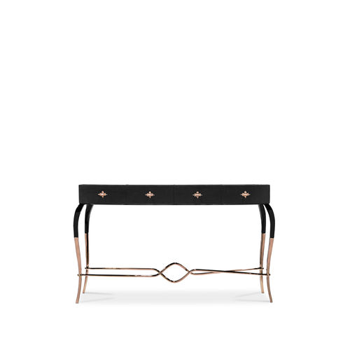 Стол-консоль новое барокко - LURIDAE - KOKET Love Happens - из латуни / прямоугольный / с выдвижным ящиком