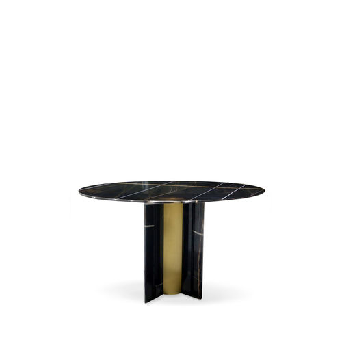 Современный обеденный стол - PARIS NERO MAQUINA MARBLE - KOKET Love Happens - из мрамора / с основанием из латуни / с основанием из мрамора
