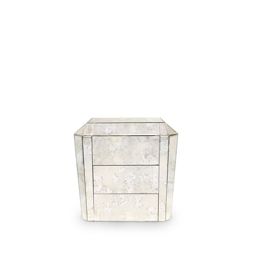 Ночной столик ар-деко - TAMARA 3 DRAWERS - KOKET Love Happens - из стекла / прямоугольный / с выдвижным ящиком