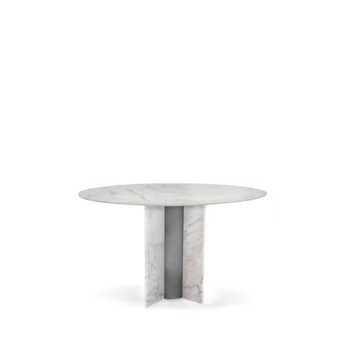 Современный обеденный стол - PARIS ESTREMOZ MARBLE - KOKET Love Happens - из мрамора / с основанием из отшлифованной нержавеющей стали / с основанием из мрамора
