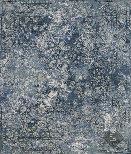 Современный ковер - FARAH BLUE - Edition Bougainville - в цветочек / из шерсти / из шелка