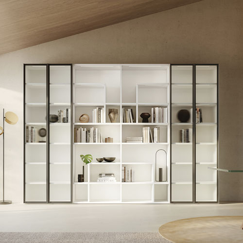 Модульный книжный шкаф - FREESPACE SM2522 - ZALF spa - современный / из меламина / из стекла