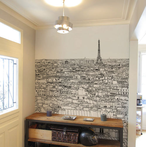 Современный обои - Papier peint Vue de Paris Grand Palais Tour Eiffel Medium - Ohmywall - панорамный / городской мотив / сцены из жизни