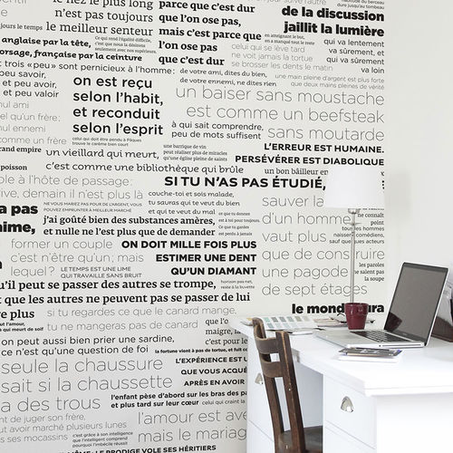 Современный обои - Papier peint PROVERBES en Noir et Blanc Panoramique - Ohmywall - панорамный / имитация обоев / белый