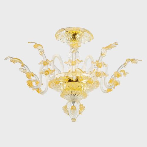 Классический потолочный светильник - GOLD APOLLO WITH LEAVES - Sogni di Cristallo - из дутого стекла / из муранского стекла / LED