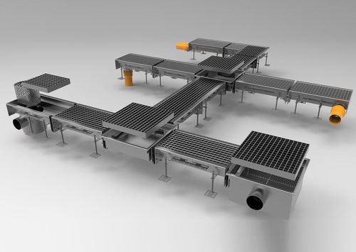 Лоток канализации с решеткой - M200 - fratelli malin srl - из стали / для общественных мест / для интенсивного движения