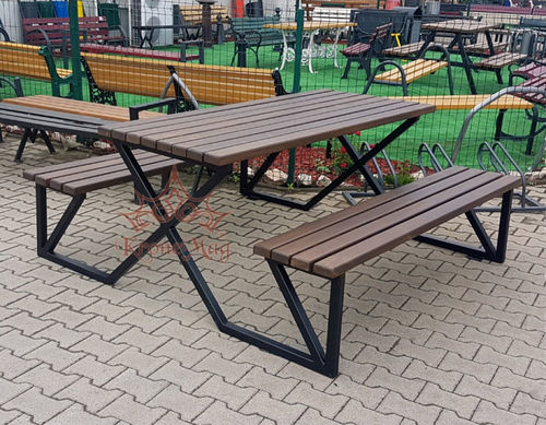 Современный комплект стол-лавки - STUTTGART - KRONEMAG MILLENIUM srl - из дерева / из металла / для наружного применения