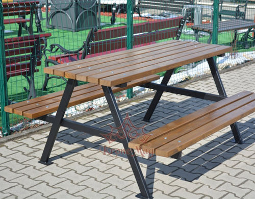 Современный комплект стол-лавки - BRATISLAVA - KRONEMAG MILLENIUM srl - из дерева / из металла / на заказ