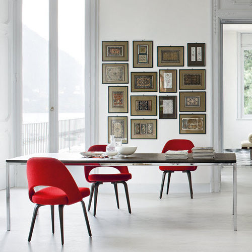 Современный обеденный стол - Knoll international - из фанерованной древесины / из стекла / из мрамора